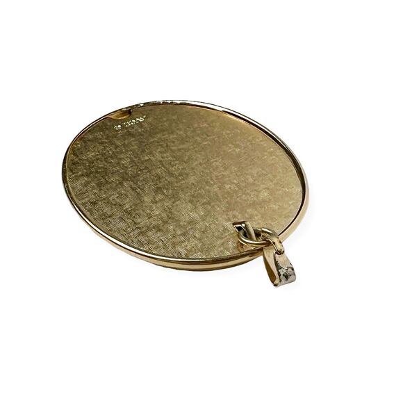 Avon Pendant Florentine Flowers Large Oval Gold Tone Spring Pink Blue No Chain - Picture 6 of 6